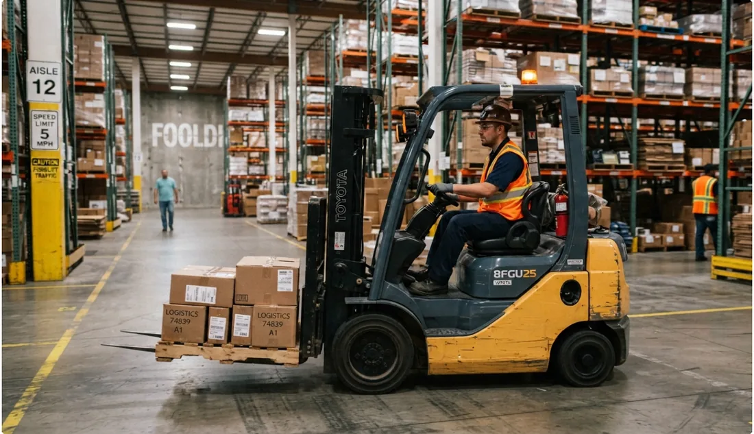 A Fooldi forklift loading pallets in the Nepean warehouse